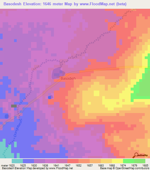 Basodesh,Tanzania Elevation Map