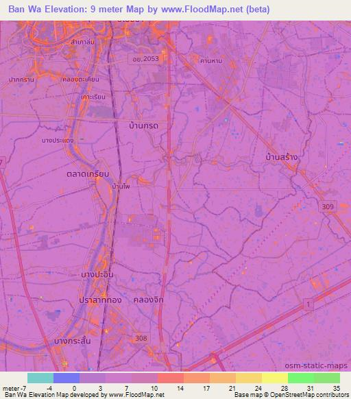 Ban Wa,Thailand Elevation Map