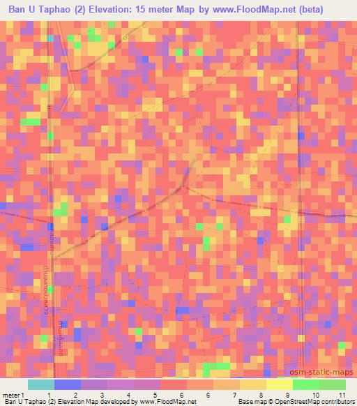 Ban U Taphao (2),Thailand Elevation Map