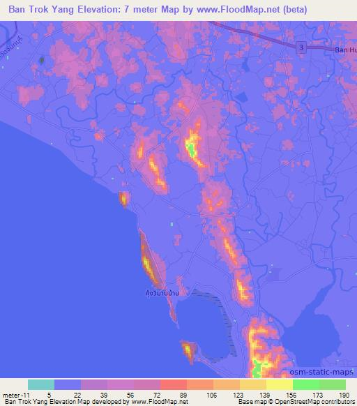 Ban Trok Yang,Thailand Elevation Map