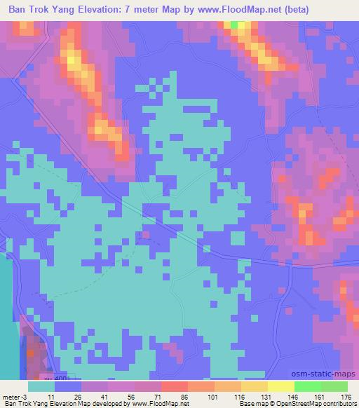 Ban Trok Yang,Thailand Elevation Map