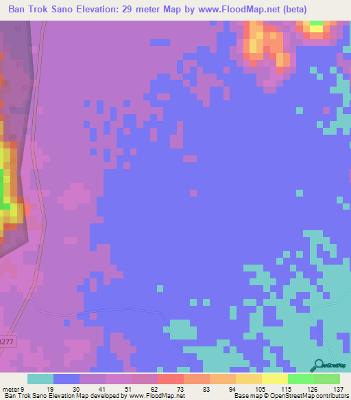 Ban Trok Sano,Thailand Elevation Map