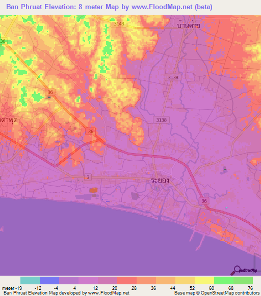 Ban Phruat,Thailand Elevation Map