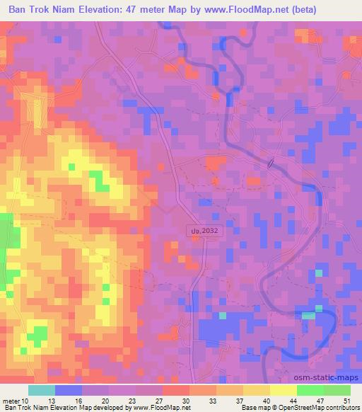 Ban Trok Niam,Thailand Elevation Map