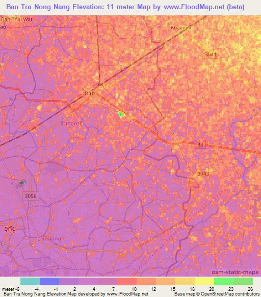 Ban Tra Nong Nang,Thailand Elevation Map
