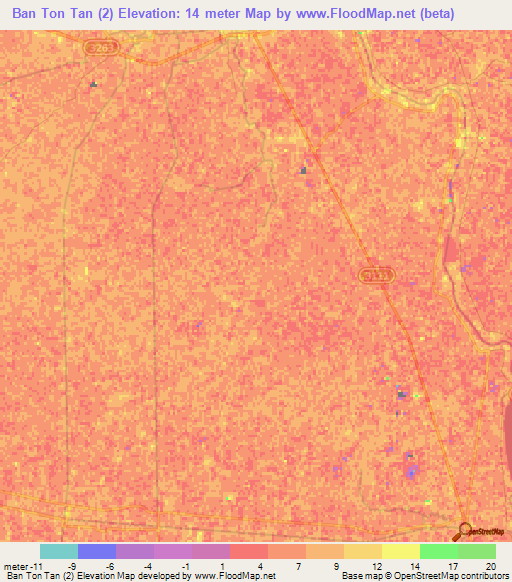Ban Ton Tan (2),Thailand Elevation Map