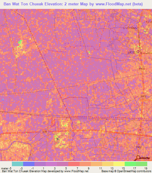 Ban Wat Ton Chueak,Thailand Elevation Map
