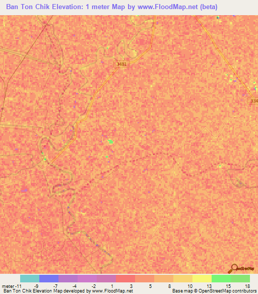 Ban Ton Chik,Thailand Elevation Map
