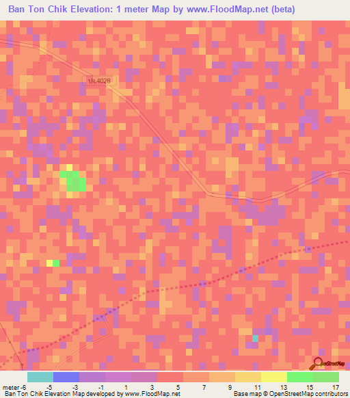 Ban Ton Chik,Thailand Elevation Map