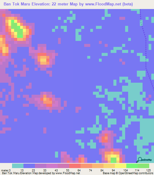 Ban Tok Maru,Thailand Elevation Map