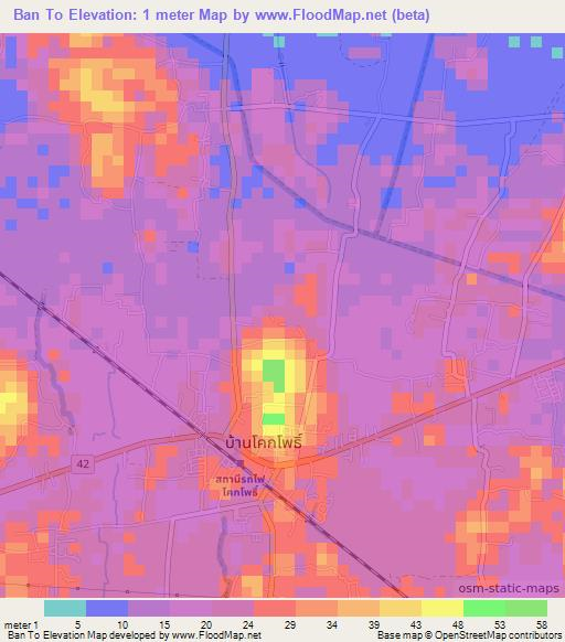 Ban To,Thailand Elevation Map