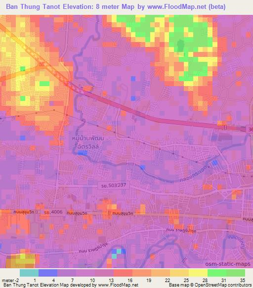 Ban Thung Tanot,Thailand Elevation Map