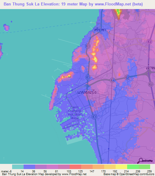 Ban Thung Suk La,Thailand Elevation Map