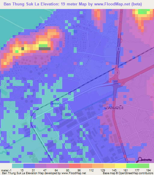 Ban Thung Suk La,Thailand Elevation Map