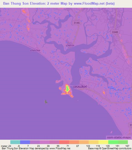 Ban Thung Son,Thailand Elevation Map