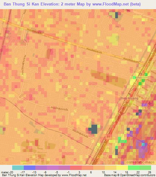 Ban Thung Si Kan,Thailand Elevation Map