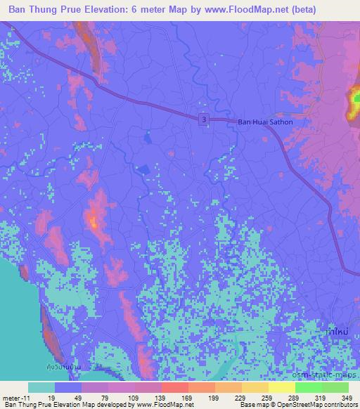 Ban Thung Prue,Thailand Elevation Map