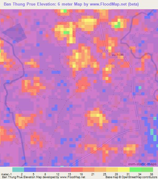 Ban Thung Prue,Thailand Elevation Map
