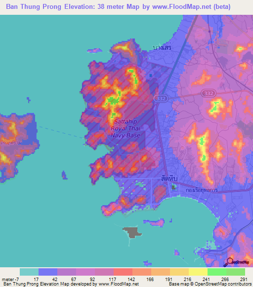 Ban Thung Prong,Thailand Elevation Map