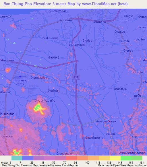 Ban Thung Pho,Thailand Elevation Map