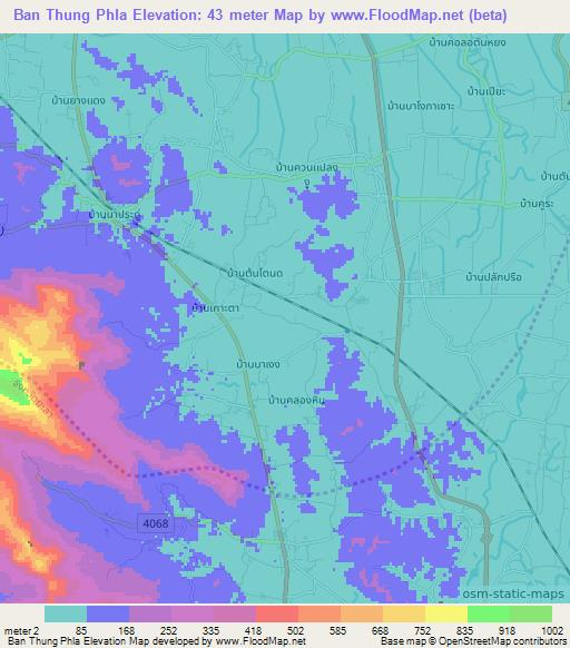 Ban Thung Phla,Thailand Elevation Map