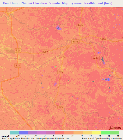 Ban Thung Phichai,Thailand Elevation Map