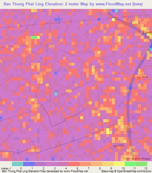 Ban Thung Phai Ling,Thailand Elevation Map