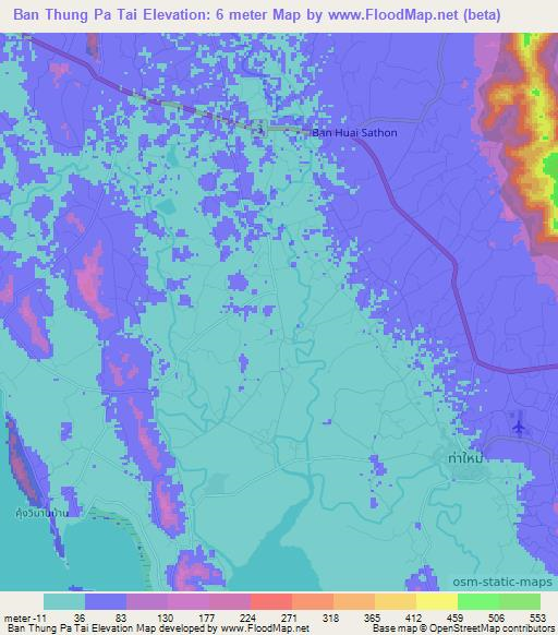 Ban Thung Pa Tai,Thailand Elevation Map