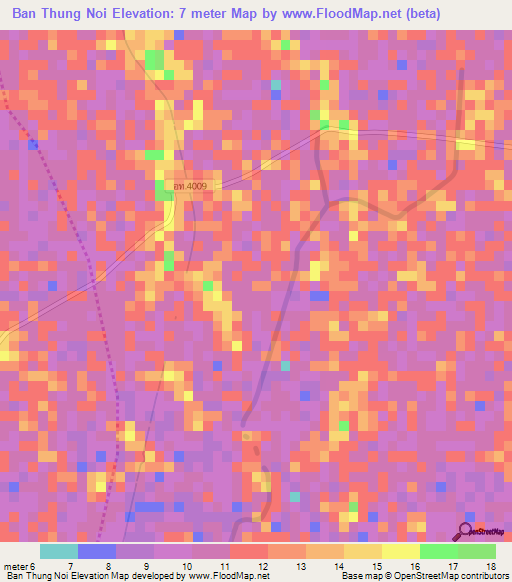 Ban Thung Noi,Thailand Elevation Map