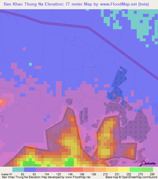 Ban Khao Thung Na,Thailand Elevation Map
