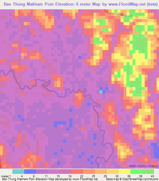 Ban Thung Makham Pom,Thailand Elevation Map