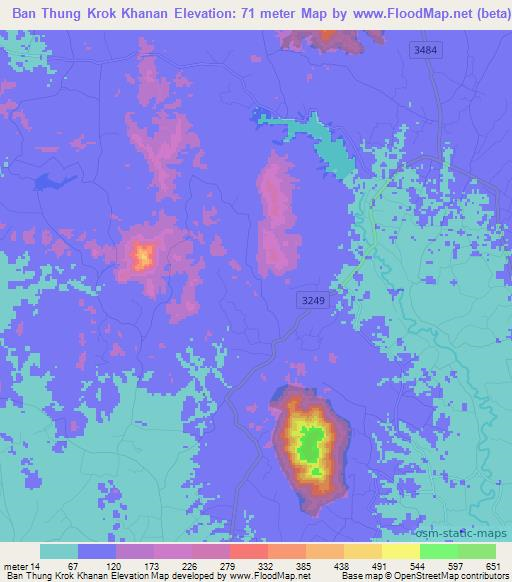 Ban Thung Krok Khanan,Thailand Elevation Map