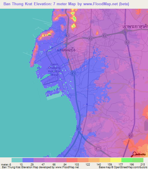 Ban Thung Krat,Thailand Elevation Map