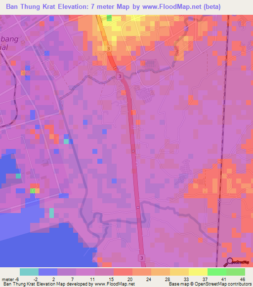 Ban Thung Krat,Thailand Elevation Map