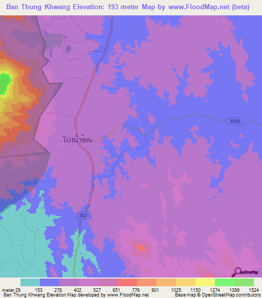 Ban Thung Khwang,Thailand Elevation Map