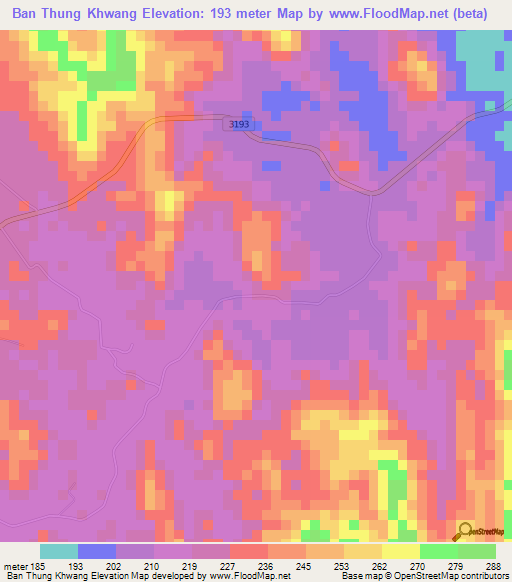 Ban Thung Khwang,Thailand Elevation Map