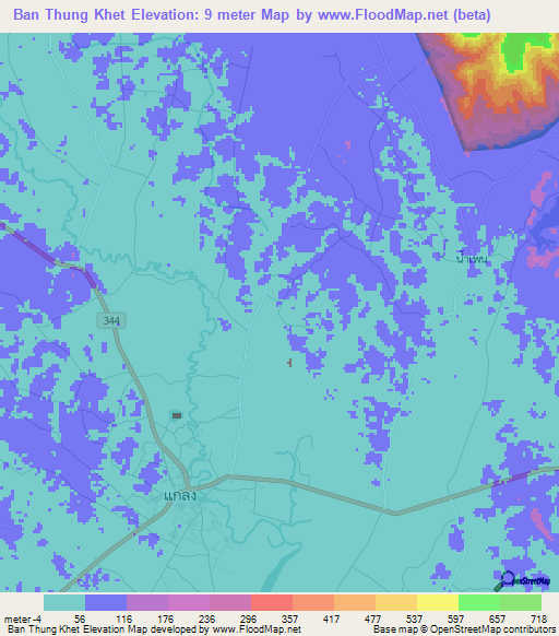 Ban Thung Khet,Thailand Elevation Map
