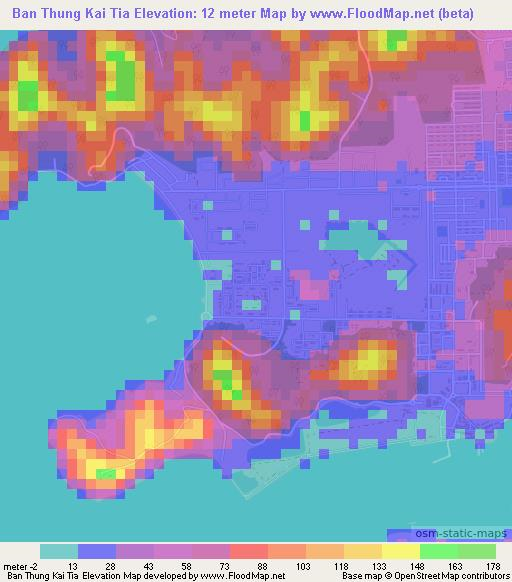Ban Thung Kai Tia,Thailand Elevation Map
