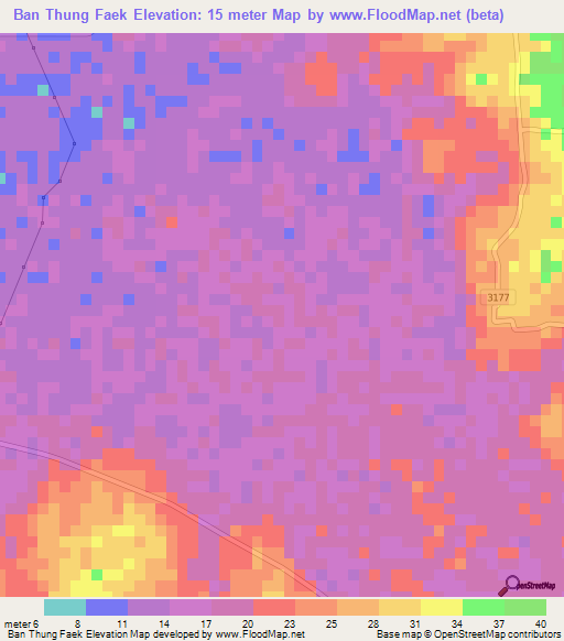 Ban Thung Faek,Thailand Elevation Map