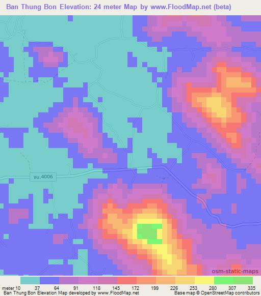 Ban Thung Bon,Thailand Elevation Map