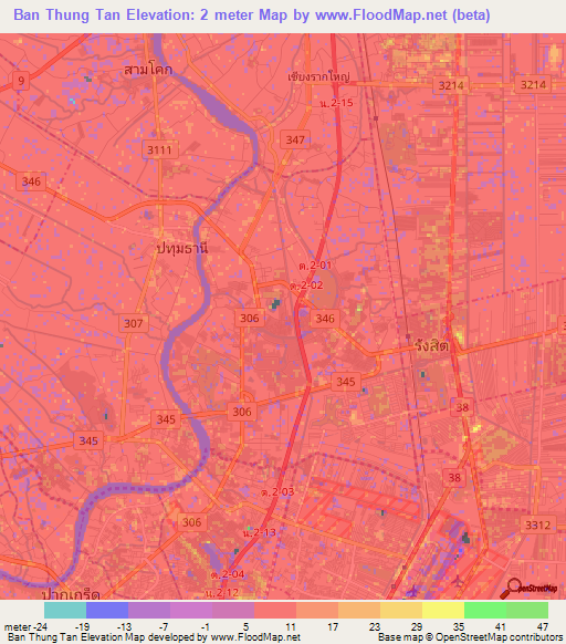 Ban Thung Tan,Thailand Elevation Map