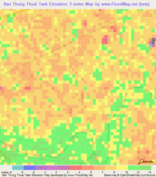 Ban Thung Thuai Taek,Thailand Elevation Map