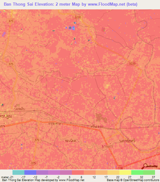 Ban Thong Sai,Thailand Elevation Map