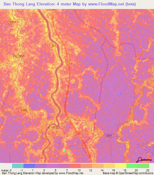 Ban Thong Lang,Thailand Elevation Map