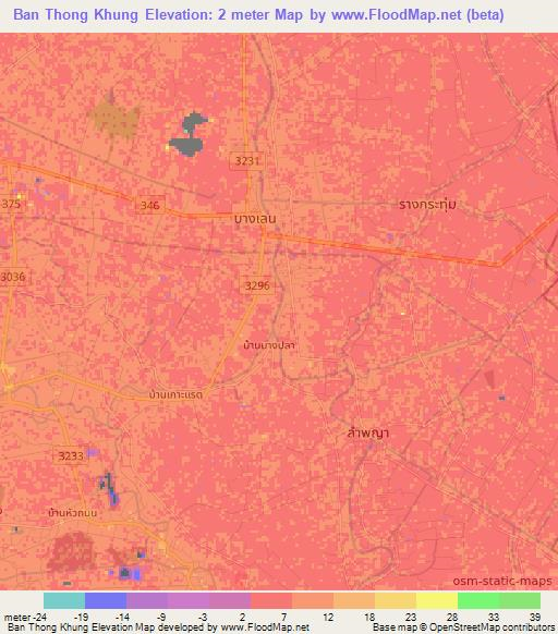 Ban Thong Khung,Thailand Elevation Map