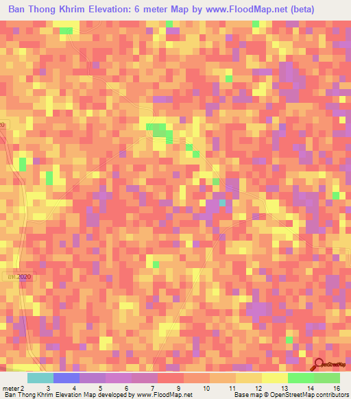 Ban Thong Khrim,Thailand Elevation Map