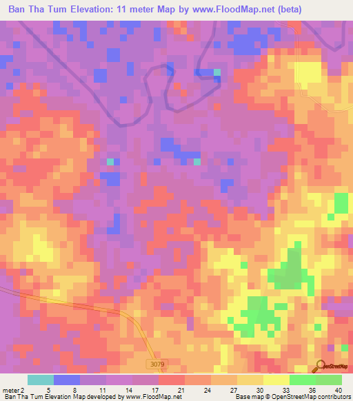 Ban Tha Tum,Thailand Elevation Map