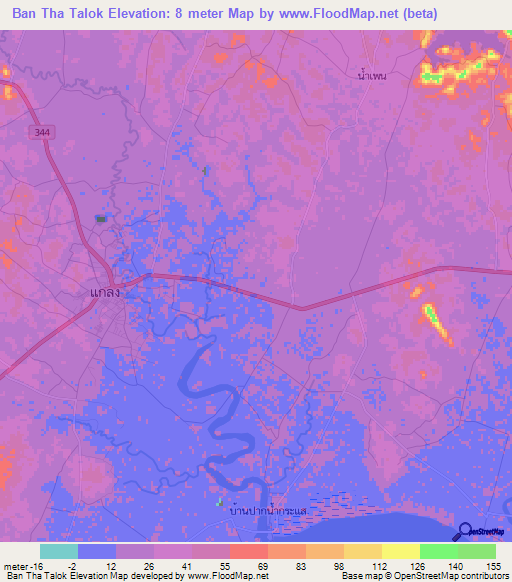 Ban Tha Talok,Thailand Elevation Map
