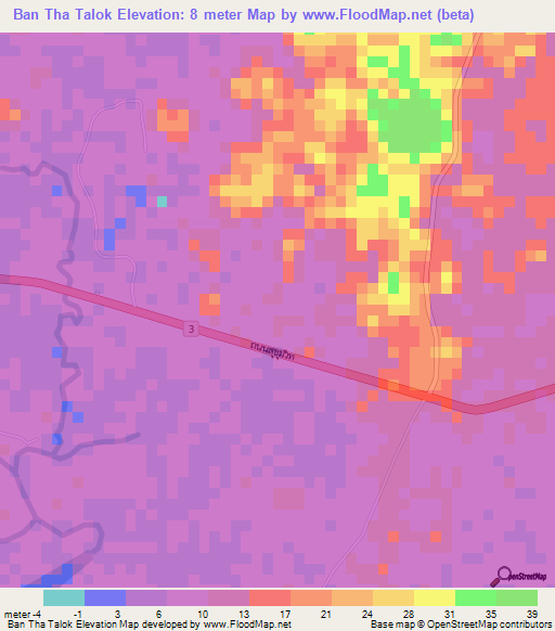 Ban Tha Talok,Thailand Elevation Map