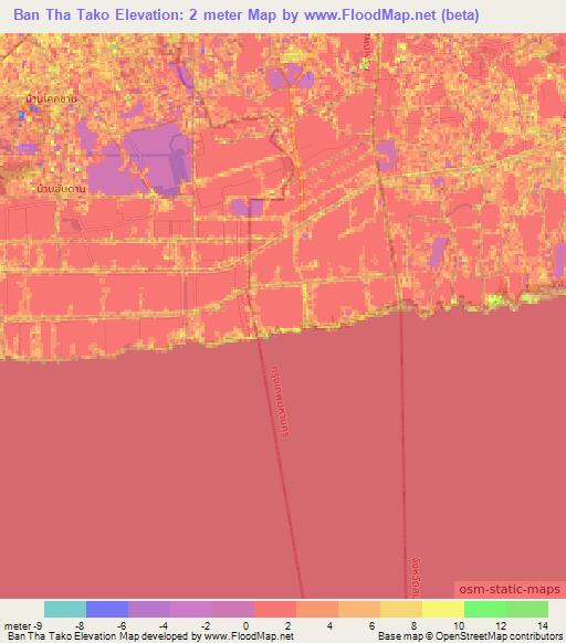 Ban Tha Tako,Thailand Elevation Map